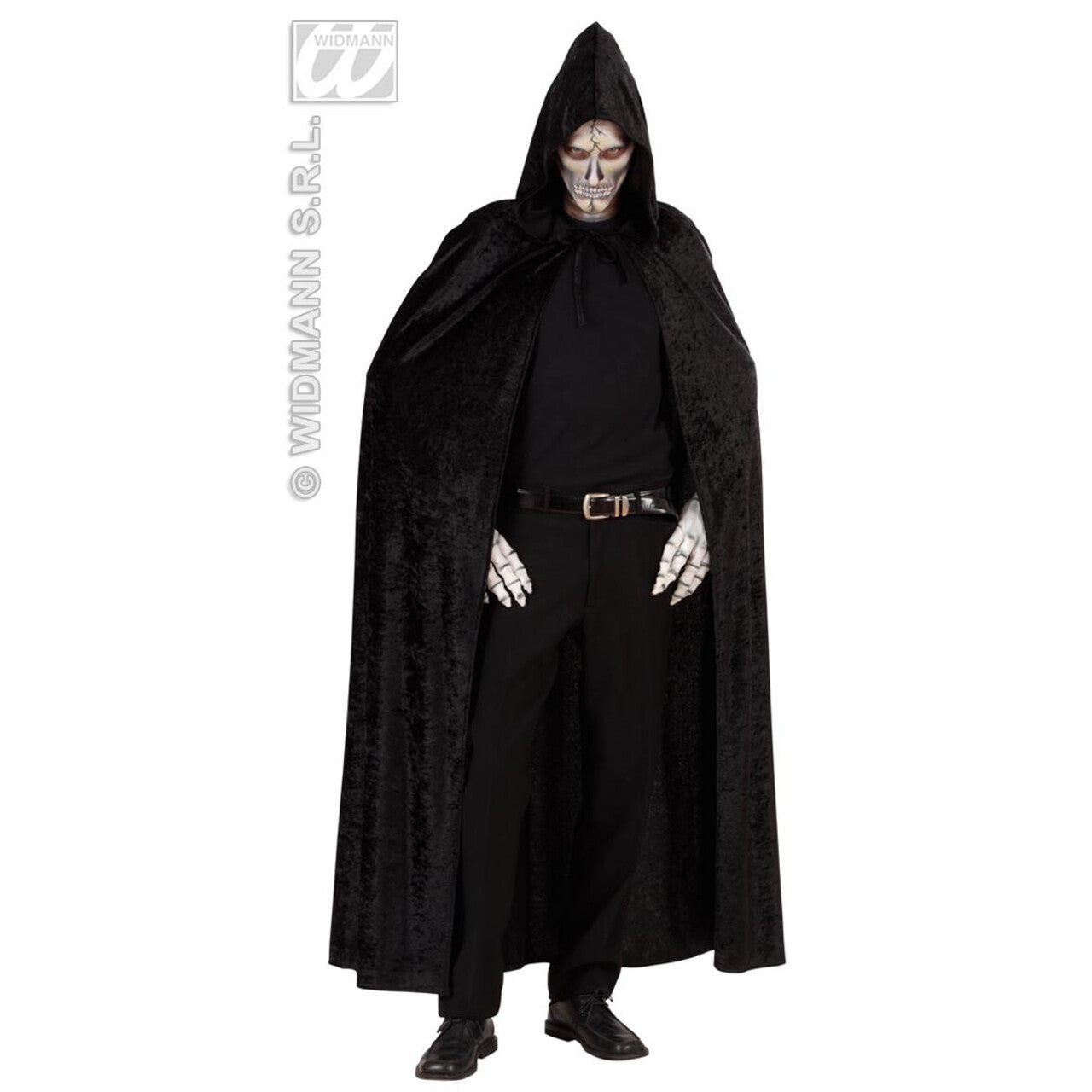 Op deze afbeelding zie je een Accessoires, van het merk Widmann. Fluwelen Lange Zwarte Cape 150 Centimeter Cape Fear