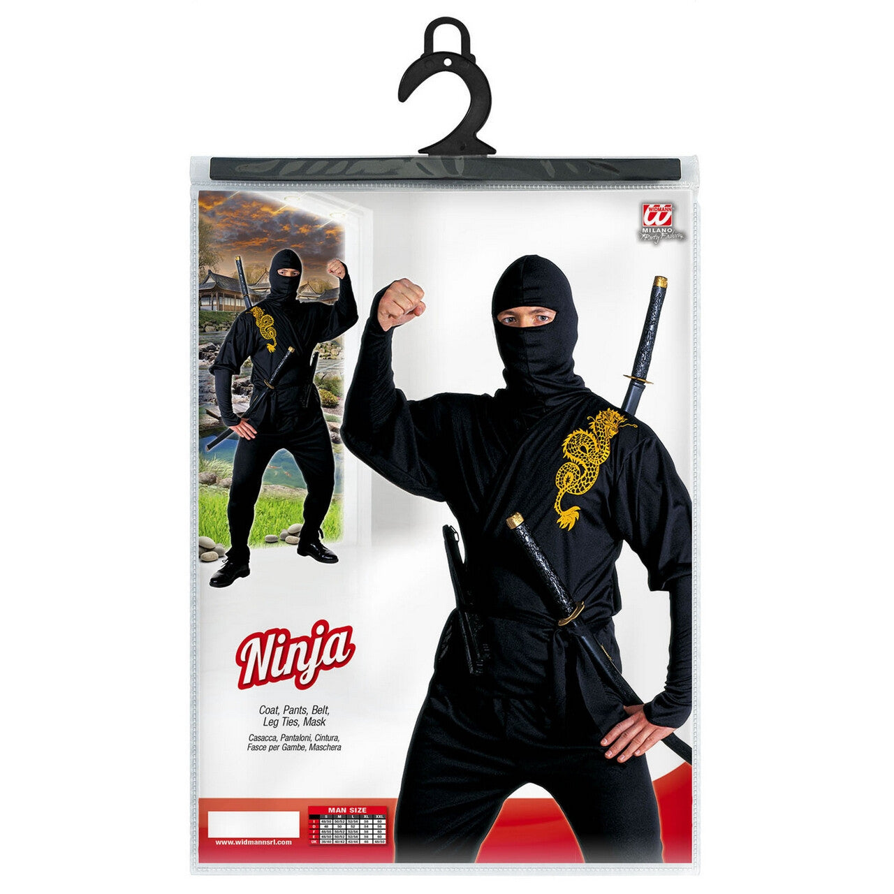 Op deze afbeelding zie je een Kostuums, van het merk Widmann. Ninja Golden Dragon Bruce Lee Kostuum Man