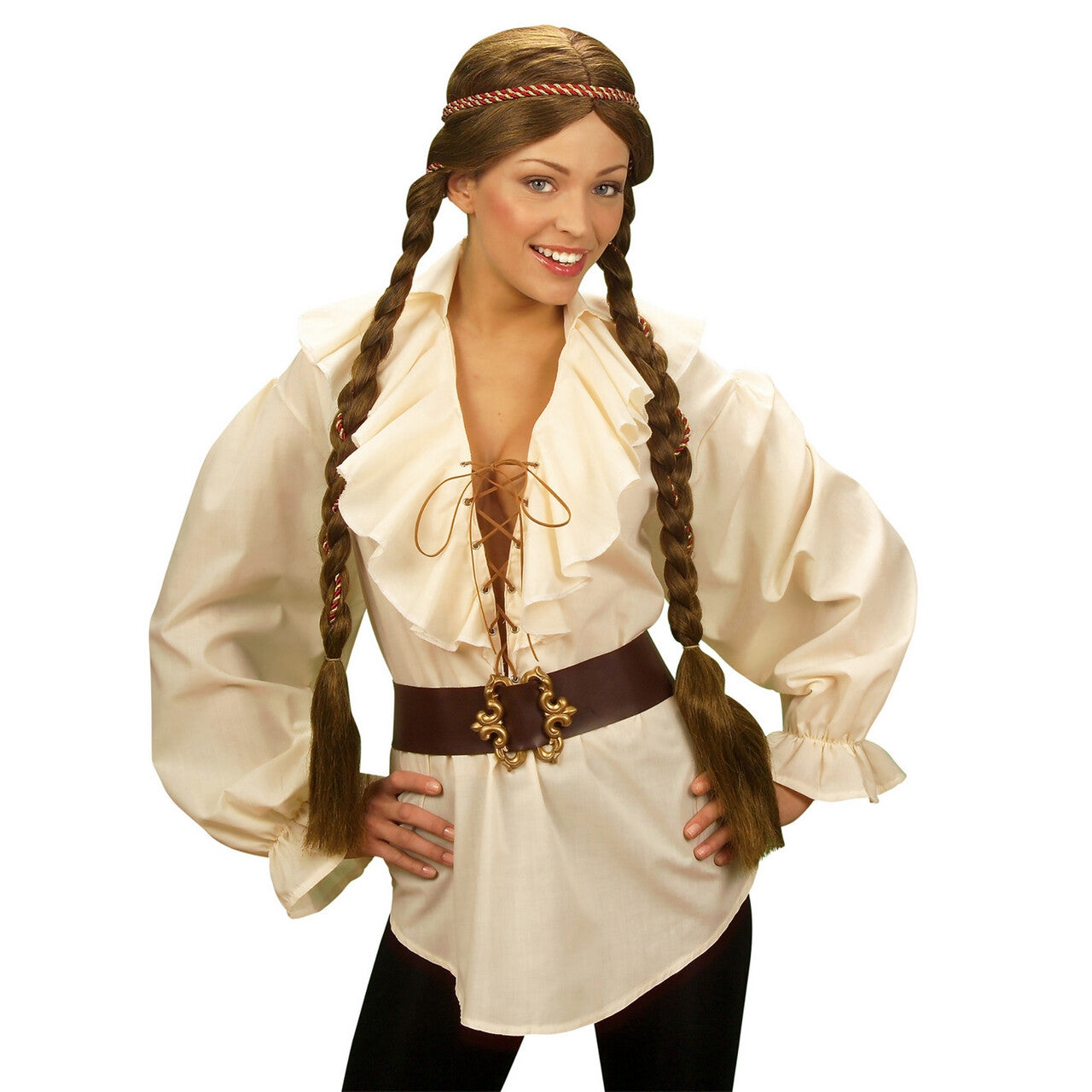 Op deze afbeelding zie je een Kostuums, van het merk Widmann. Piratenshirt Dames, Beige Vrouw