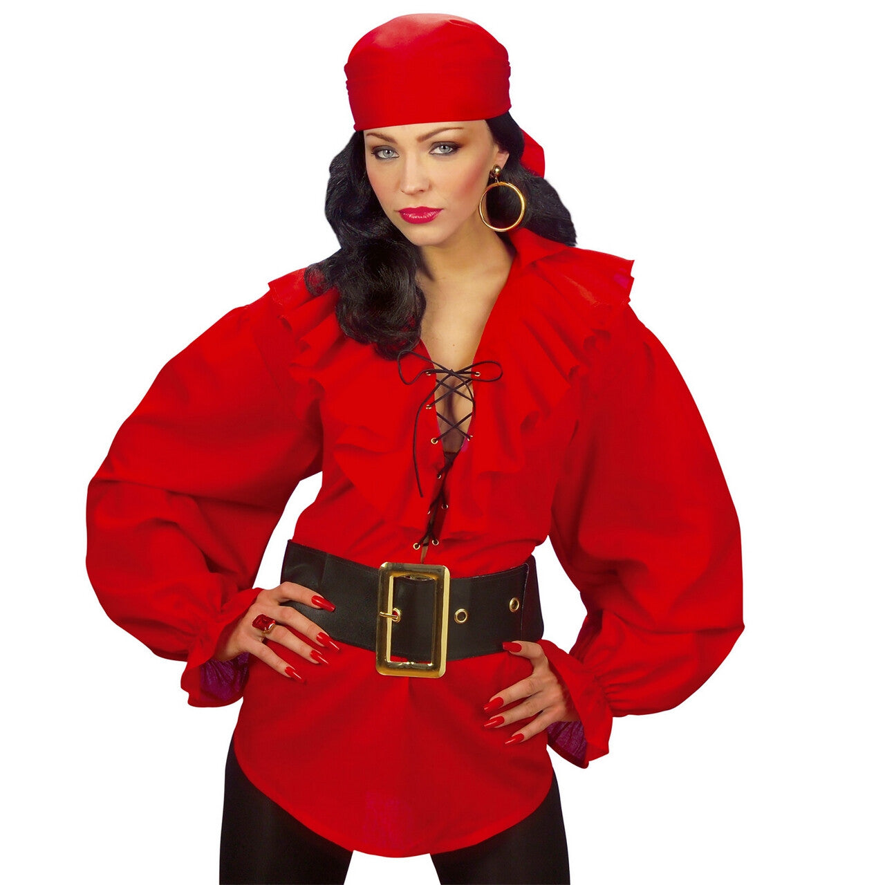 Op deze afbeelding zie je een Kostuums, van het merk Widmann. Piratenshirt Dames, Rood Vrouw