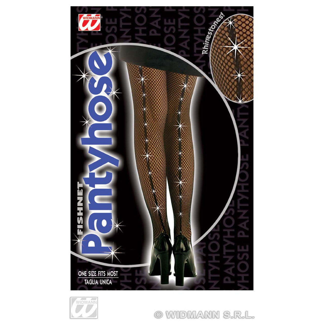Op deze afbeelding zie je een Accessoires, van het merk Widmann. Visnetpanty, Zwart Met Edelsteentjes