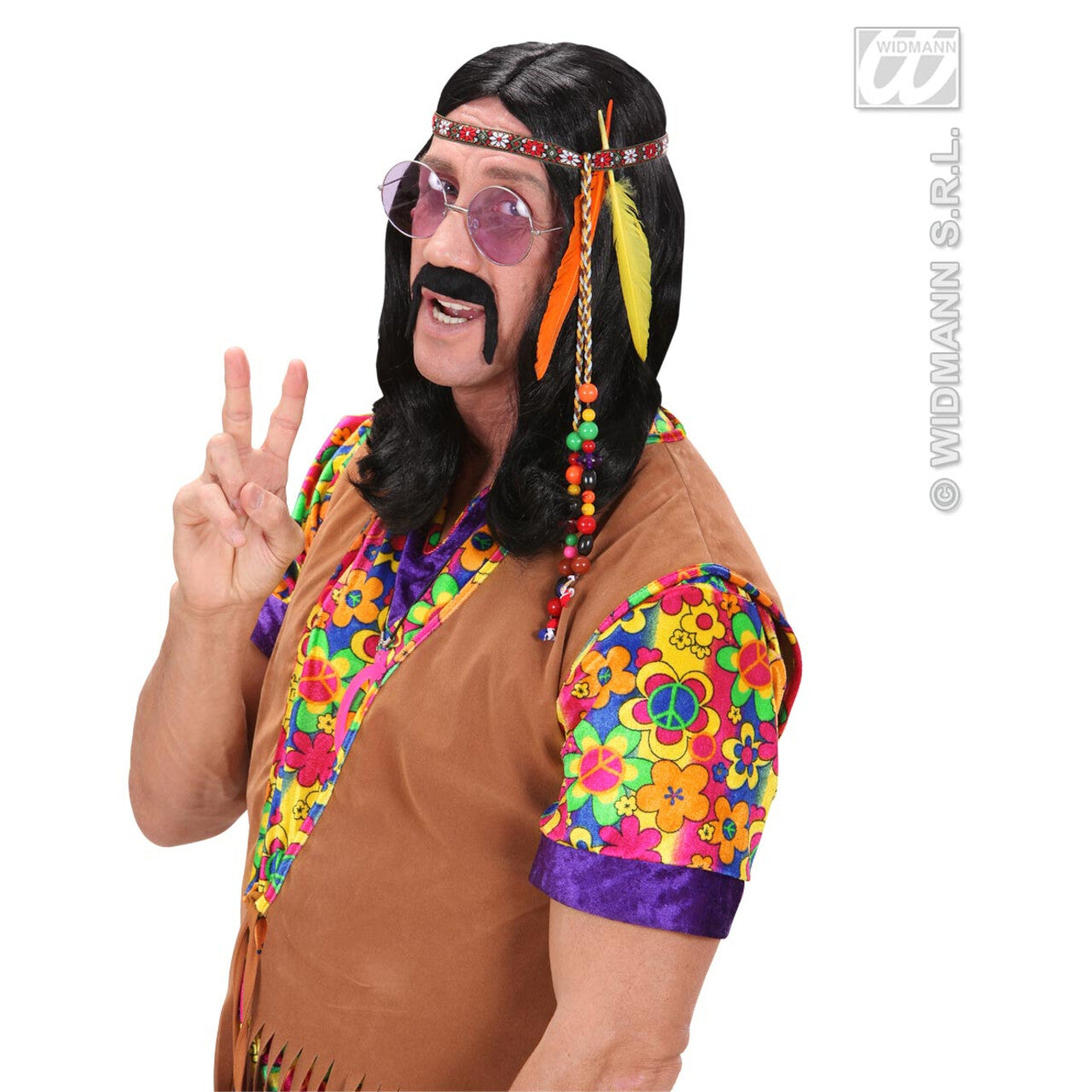 Op deze afbeelding zie je een Accessoires, van het merk Widmann. Hippie Hoofdband Met Kraaltjes En Veren
