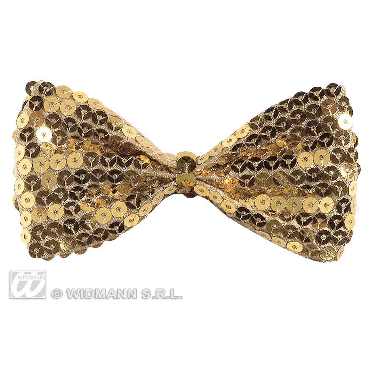 Op deze afbeelding zie je een Accessoires, van het merk Widmann. Vlinderstrik Pailletten Goud