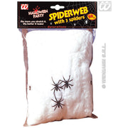 Op deze afbeelding zie je een Decoratie, van het merk Widmann. Spinnenweb 50gram Met 3 Spinnen