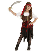 Op deze afbeelding zie je een Kostuums, van het merk Widmann. Boekanier Killer Piratenmeisje Bruin Rood Kostuum
