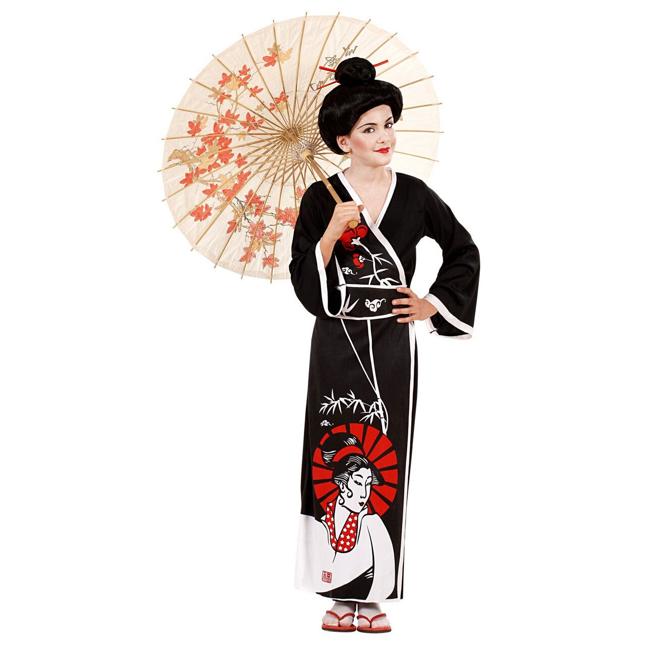 Op deze afbeelding zie je een Kostuums, van het merk Widmann. Traditionele Geisha Kostuum Meisje