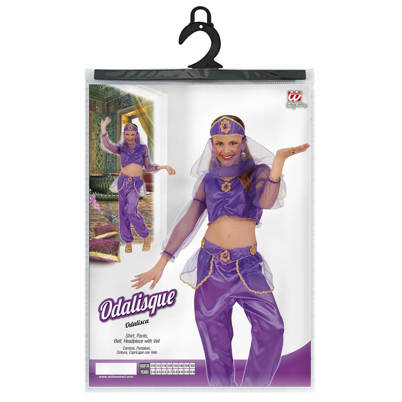 Op deze afbeelding zie je een Kostuums, van het merk Widmann. Paars Arabisch Meisje Belly Dancer Kostuum