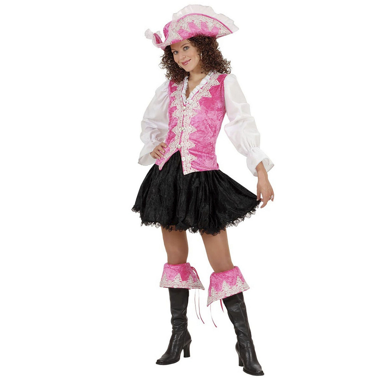 Op deze afbeelding zie je een Kostuums, van het merk Widmann. Kleurrijke Koninklijke Pirate, Roze Kostuum Vrouw