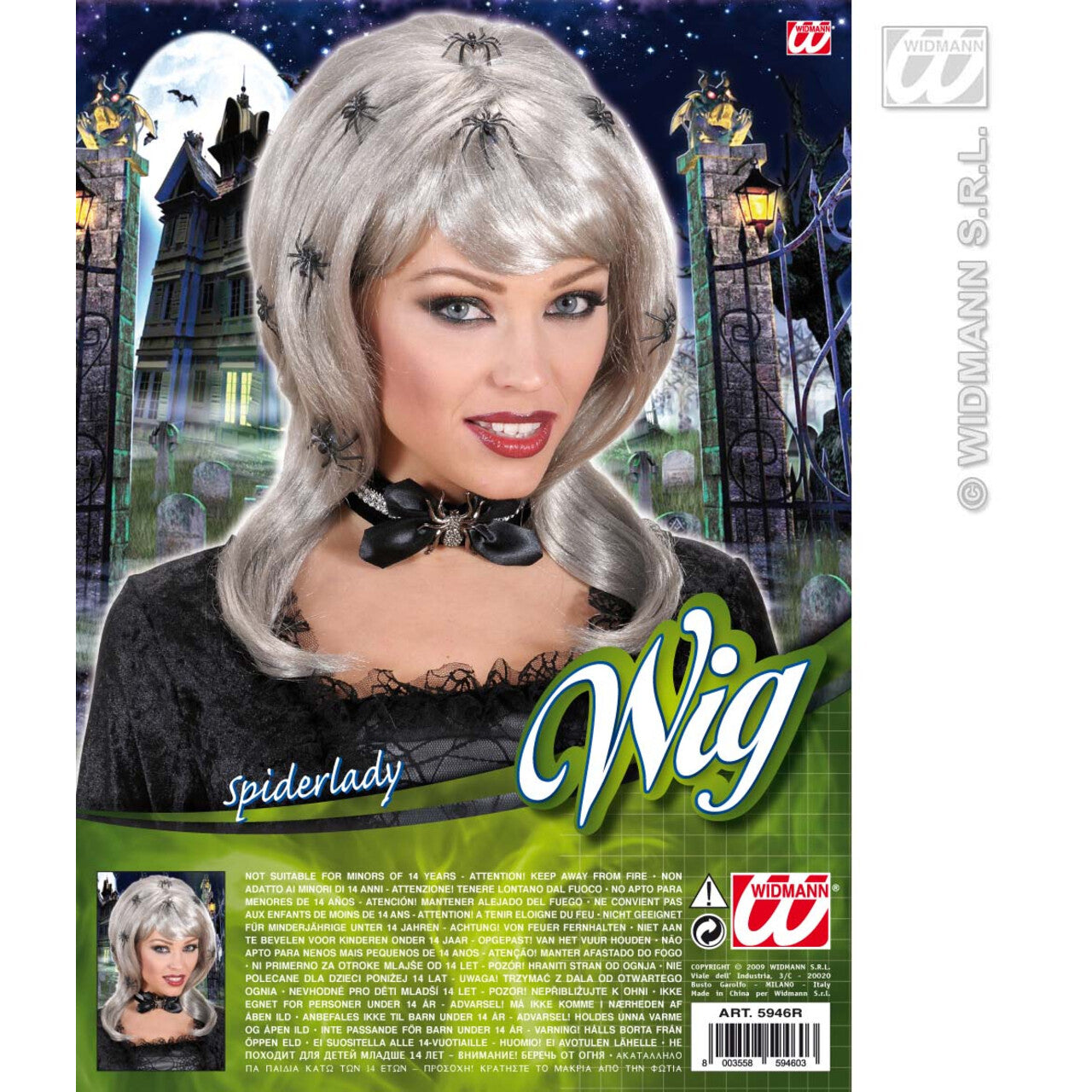Op deze afbeelding zie je een Accessoires, van het merk Widmann. Pruik Spiderlady Met Spinnen