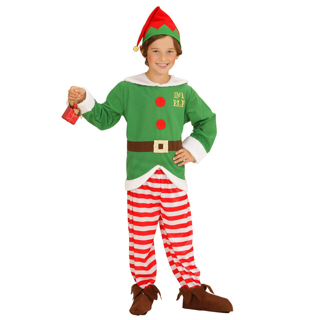 Op deze afbeelding zie je een Kostuums, van het merk Widmann. Elf Boy Kerstmans Kleine Helper Jongen Kostuum