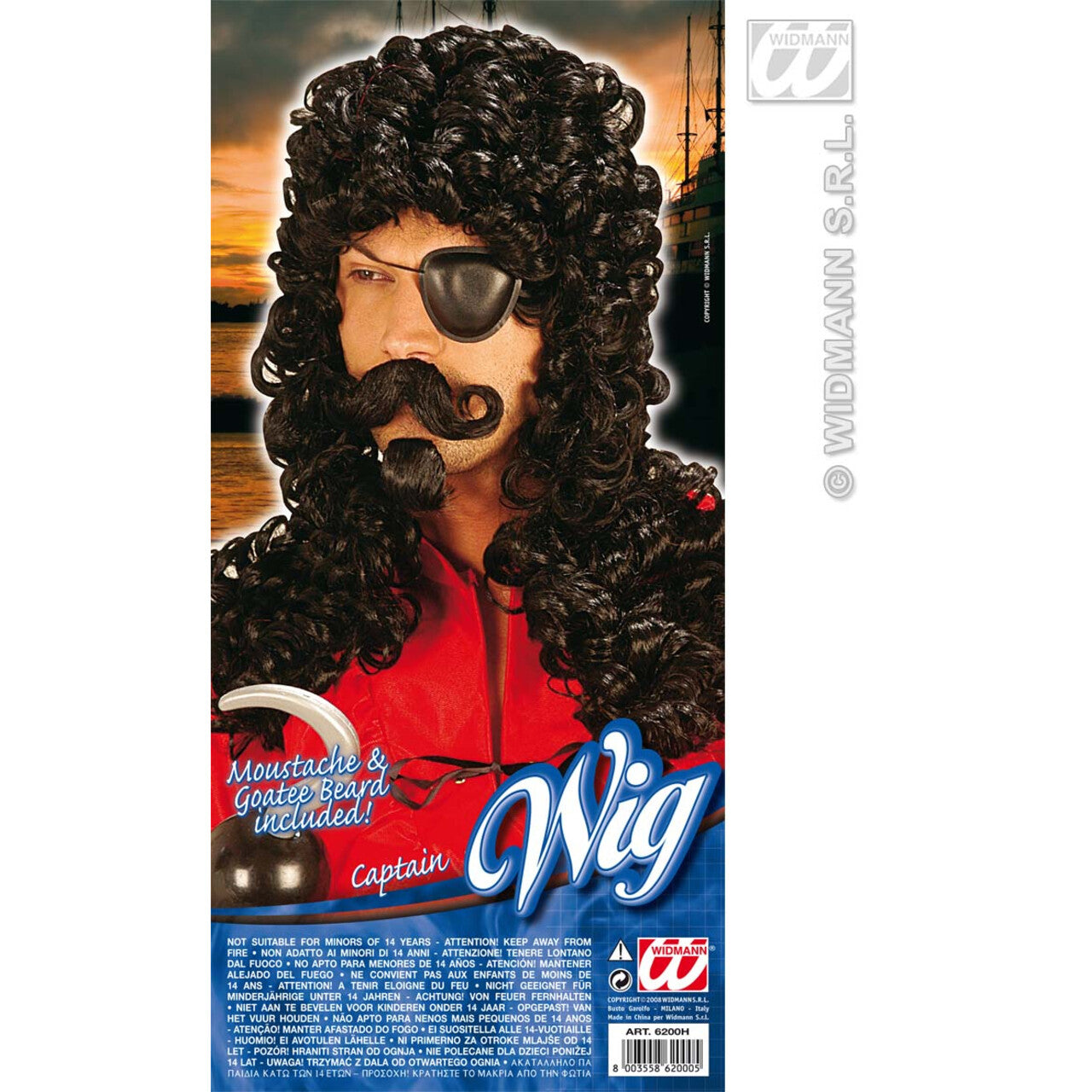 Op deze afbeelding zie je een Accessoires, van het merk Widmann. Pruik, Kapitein Haak