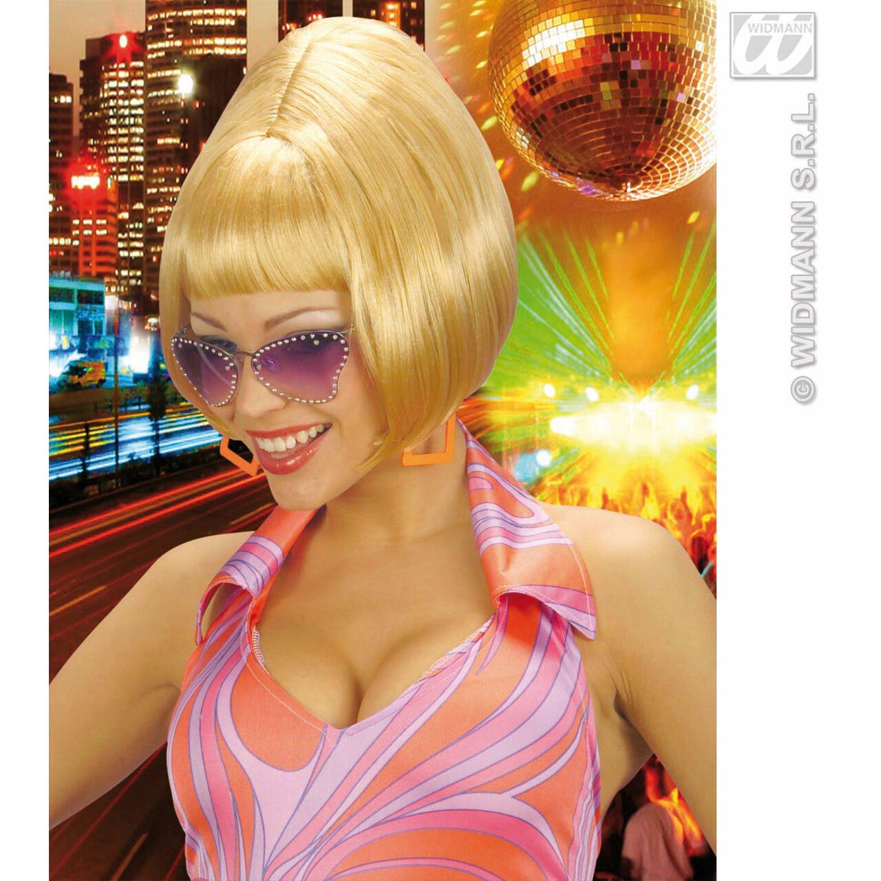 Op deze afbeelding zie je een Accessoires, van het merk Widmann. Pruik, Party Girl 70s Blond