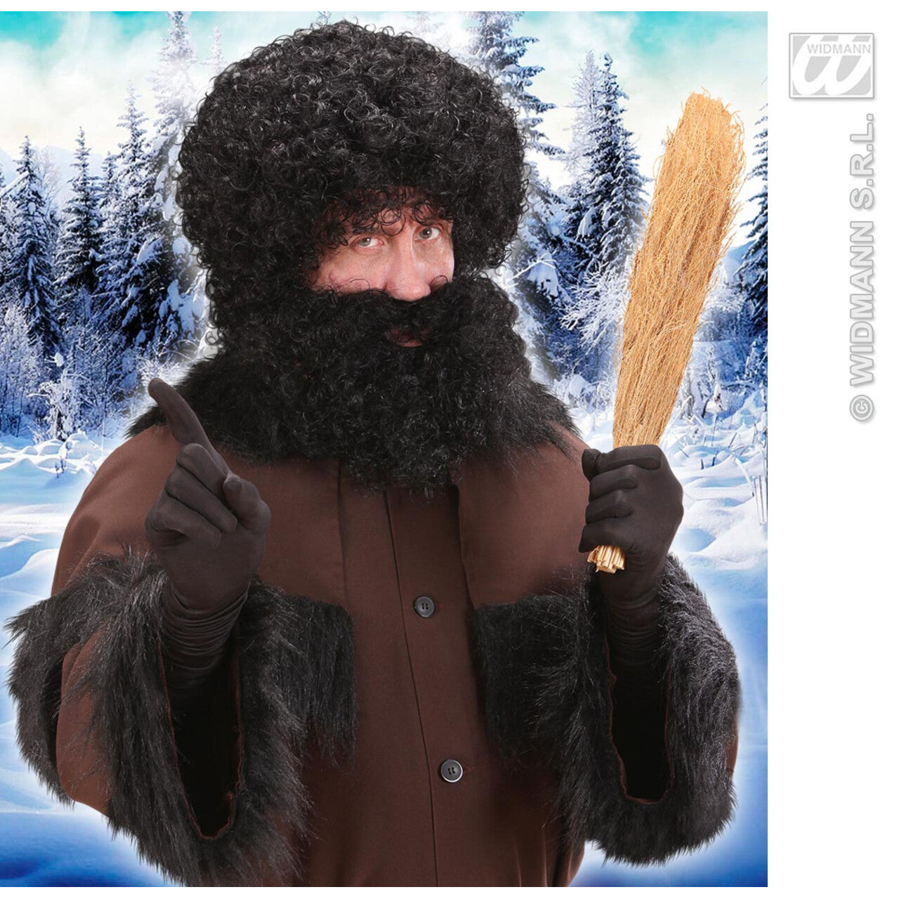 Op deze afbeelding zie je een Accessoires, van het merk Widmann. Pruik, Karakter Met Krullen En Baard, Zwart