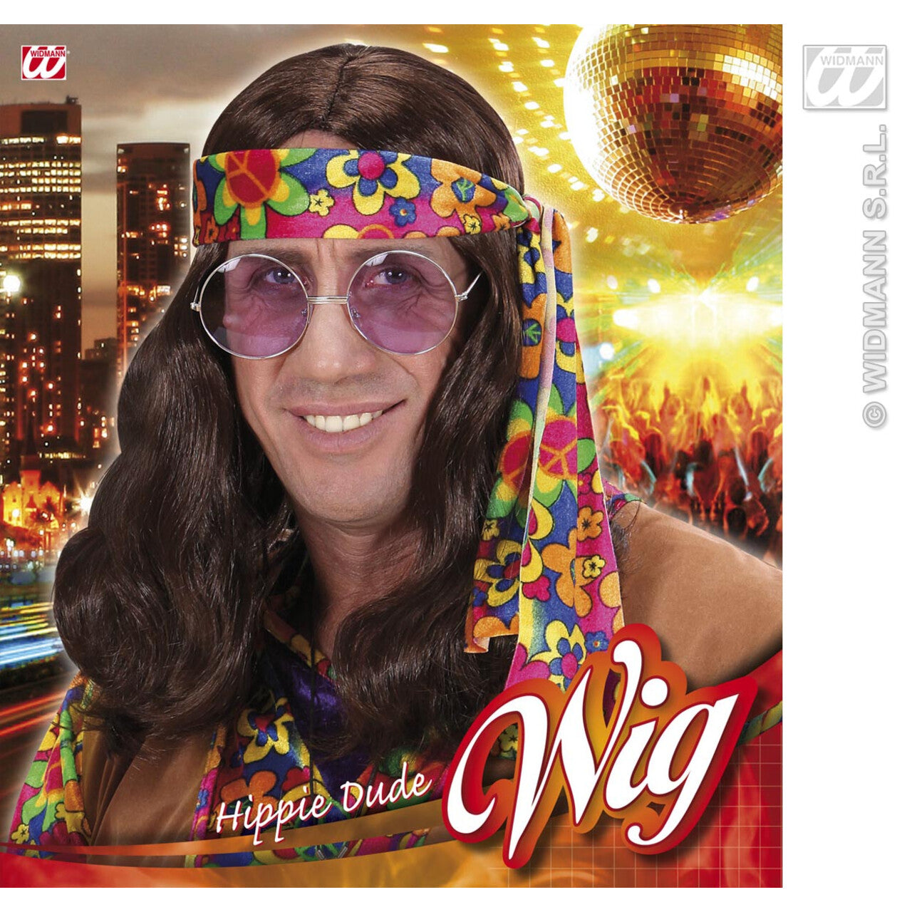 Op deze afbeelding zie je een Accessoires, van het merk Widmann. Pruik Hippie Lennon Bruin