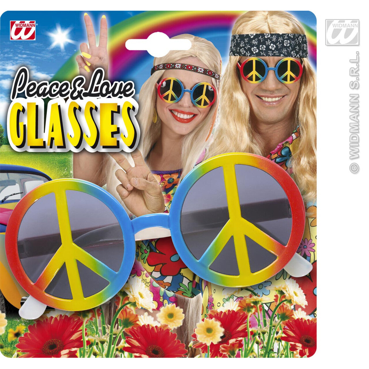 Op deze afbeelding zie je een Accessoires, van het merk Widmann. Bril, Love And Peace Multi Kleuren