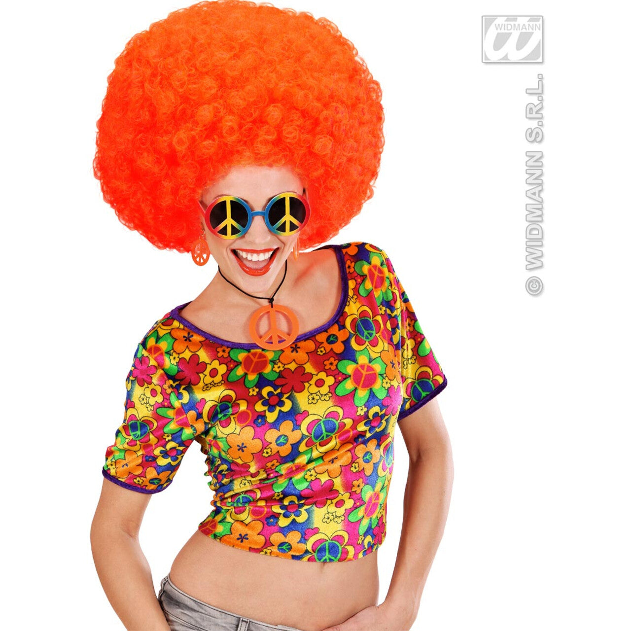 Op deze afbeelding zie je een Accessoires, van het merk Widmann. Bril, Love And Peace Multi Kleuren