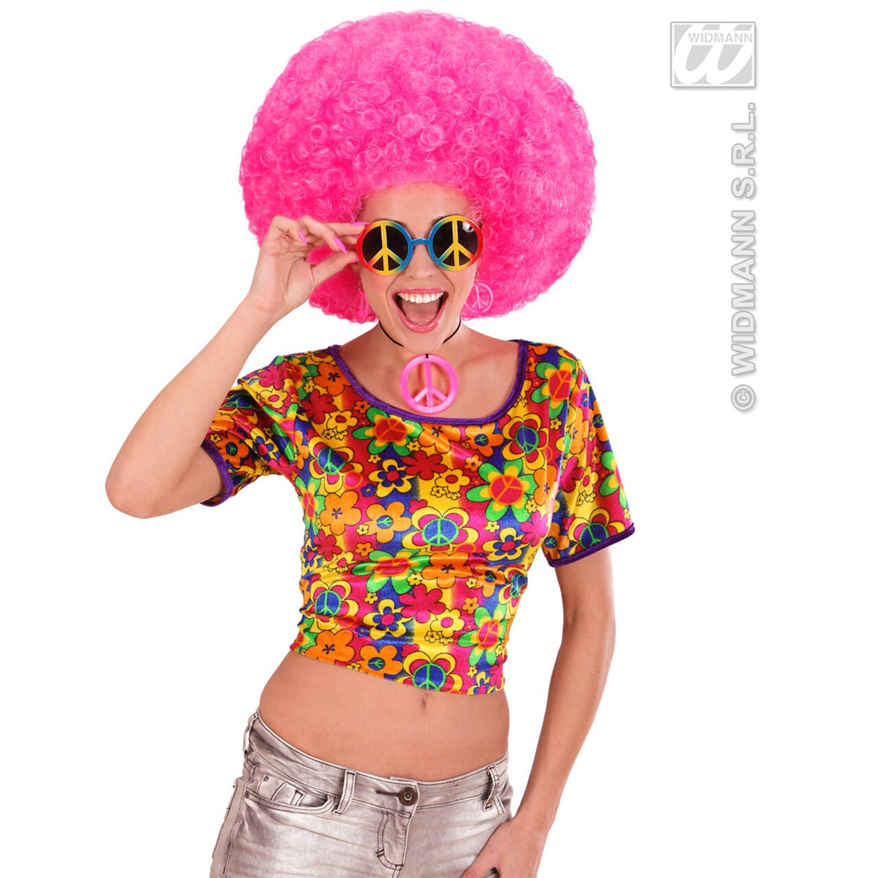 Op deze afbeelding zie je een Accessoires, van het merk Widmann. Bril, Love And Peace Multi Kleuren