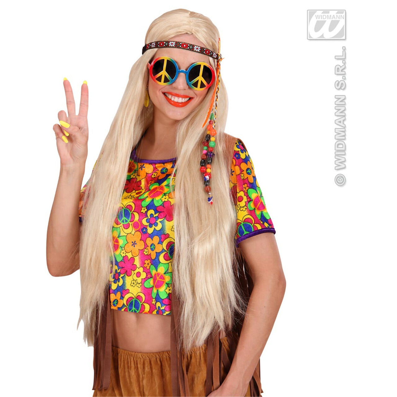Op deze afbeelding zie je een Accessoires, van het merk Widmann. Bril, Love And Peace Multi Kleuren