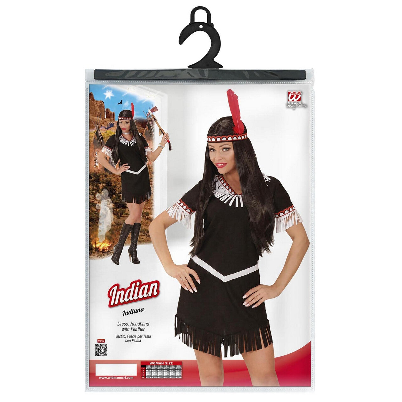 Op deze afbeelding zie je een Kostuums, van het merk Widmann. Chadaka Indiaanse Zwart Vrouw Kostuum