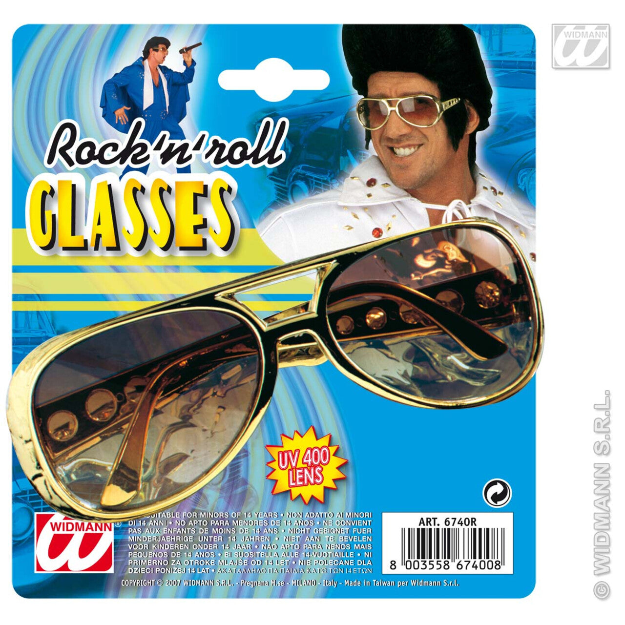 Op deze afbeelding zie je een Accessoires, van het merk Widmann. Bril, Rock N Roll Goud