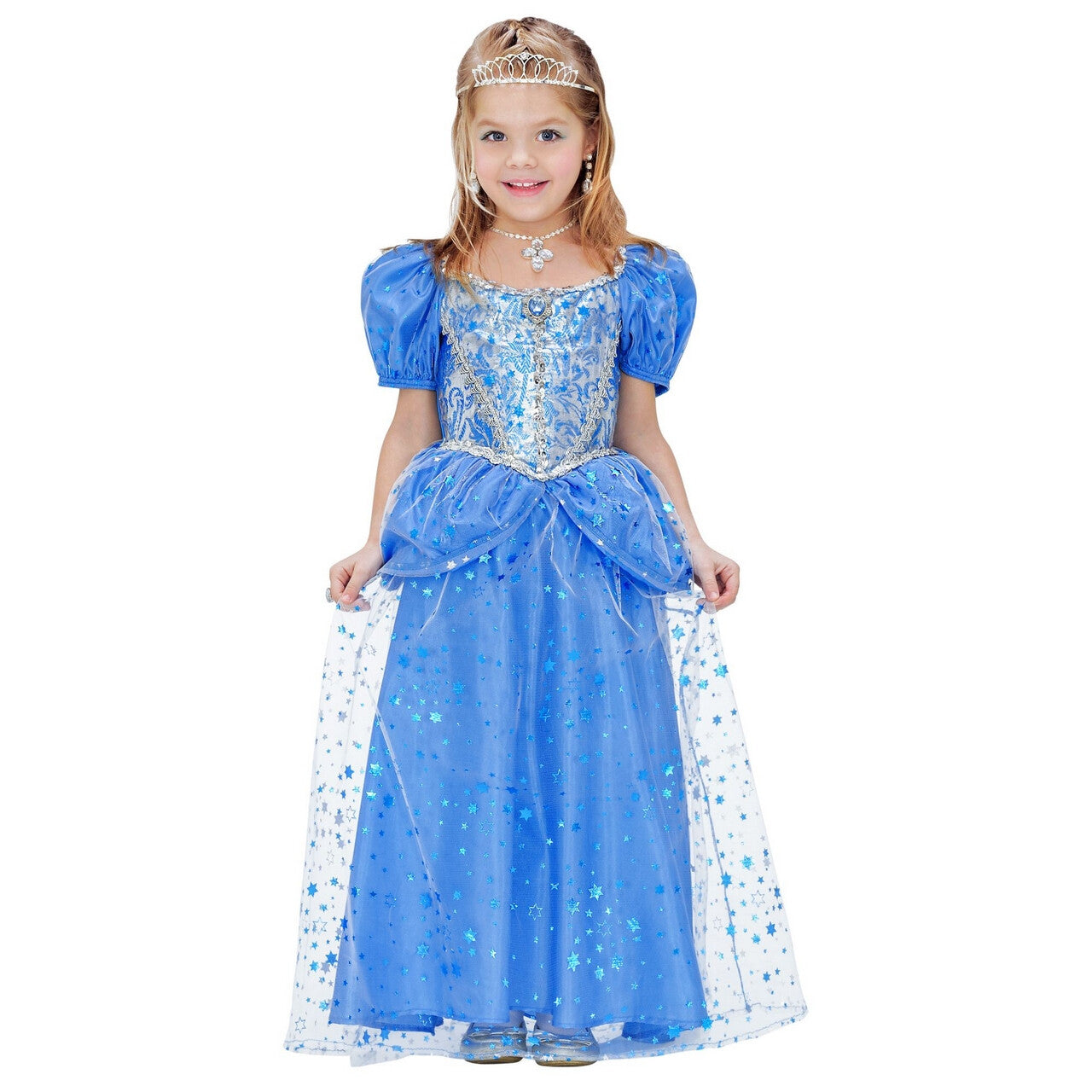 Op deze afbeelding zie je een Kostuums, van het merk Widmann. Prinses-Fee Blauw Blue Fairy Kostuum Meisje