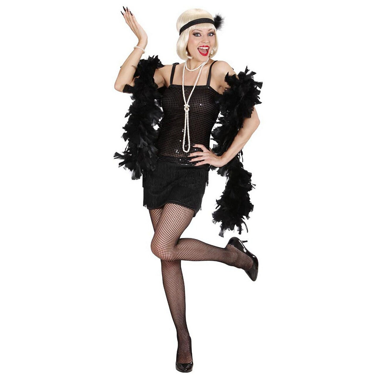 Op deze afbeelding zie je een Kostuums, van het merk Widmann. Enchanting Flapper Jurk Zwart Kostuum Vrouw