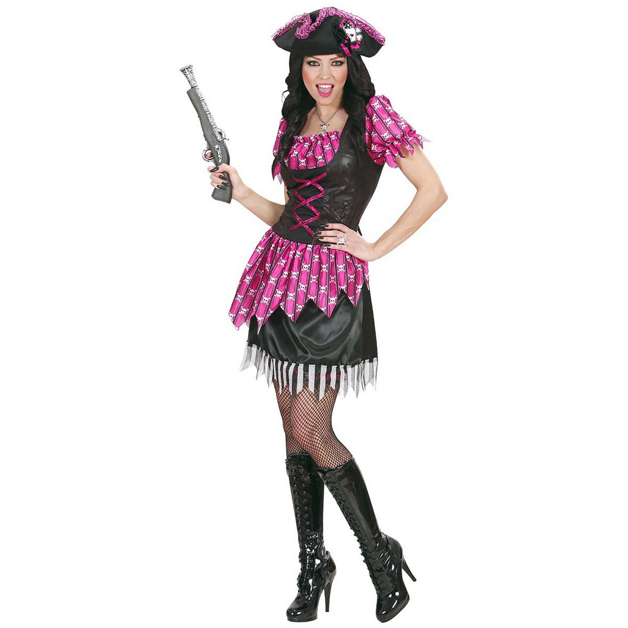 Op deze afbeelding zie je een Kostuums, van het merk Widmann. Sexy Pirate Pink Lady Of The Sea Kostuum Vrouw