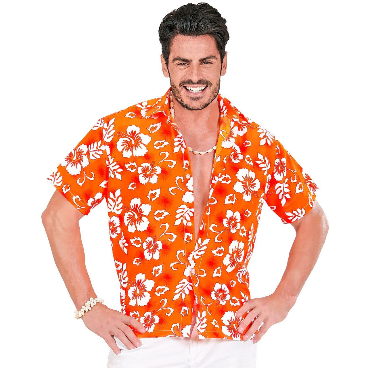Op deze afbeelding zie je een Kostuums, van het merk Widmann. Hawaii Shirt Oranje Man