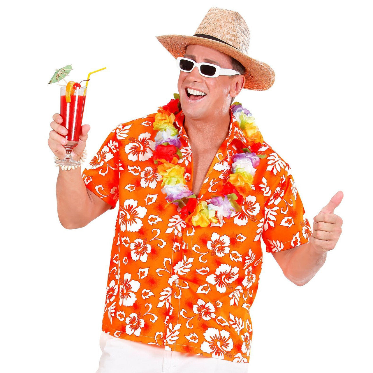 Op deze afbeelding zie je een Kostuums, van het merk Widmann. Hawaii Shirt Oranje Man