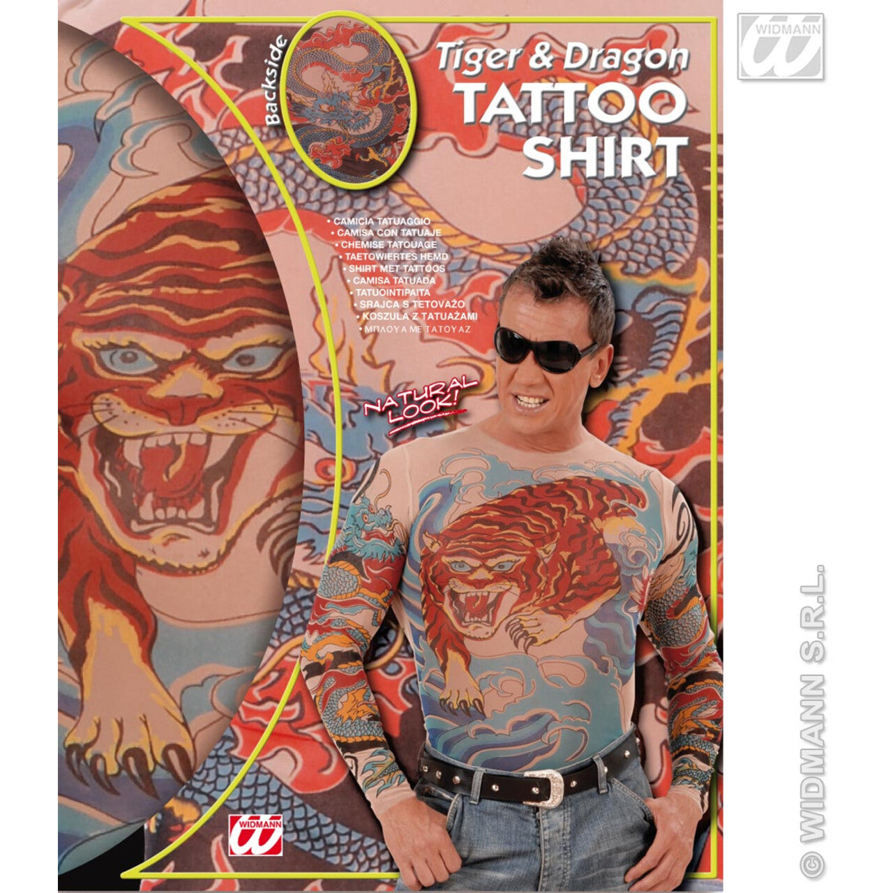 Op deze afbeelding zie je een Kostuums, van het merk Widmann. Tattoo Shirt Tijger En Draak, Man
