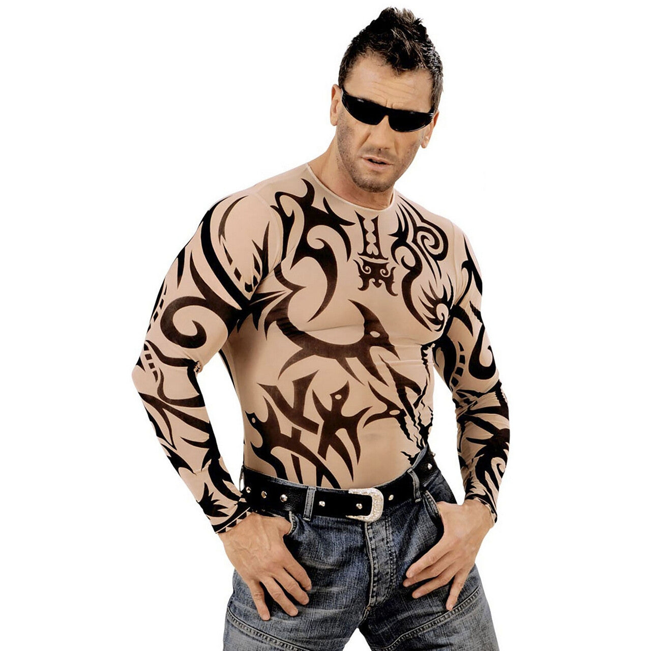 Op deze afbeelding zie je een Kostuums, van het merk Widmann. Tattoo Shirt Stam, Man