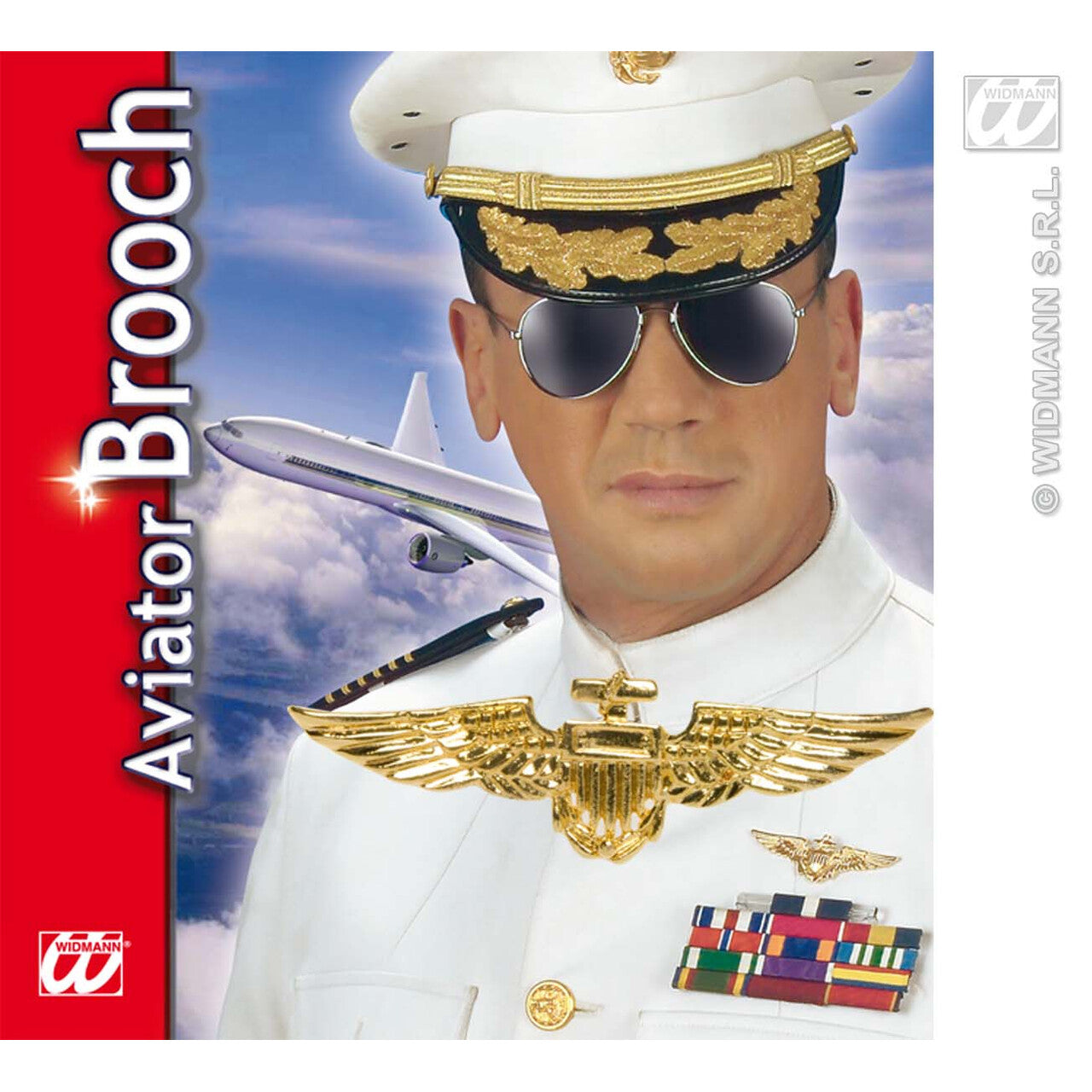 Op deze afbeelding zie je een Accessoires, van het merk Widmann. Broche Goud Vliegenier