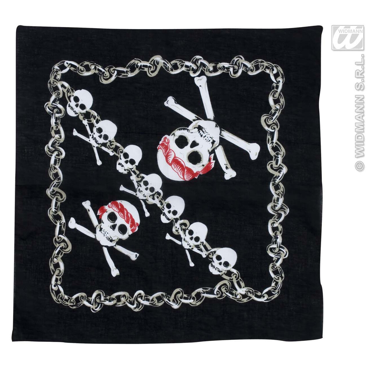 Op deze afbeelding zie je een Accessoires, van het merk Widmann. Zwarte Bandana Piraten Schedel
