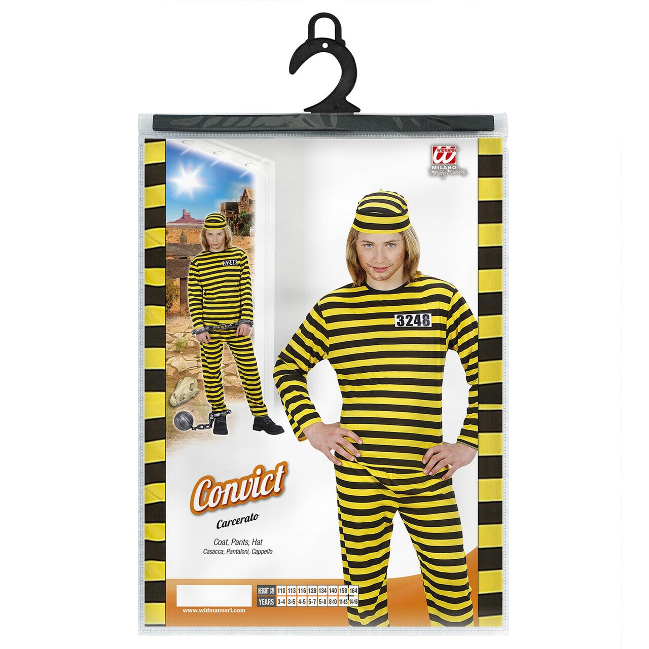 Op deze afbeelding zie je een Kostuums, van het merk Widmann. Boef Kind Geel-Zwart Zware Jongen Kostuum