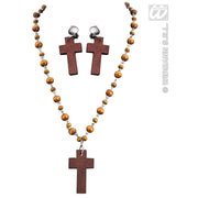 Op deze afbeelding zie je een Accessoires, van het merk Widmann. Rozenkrans Met Oorringen Kruis