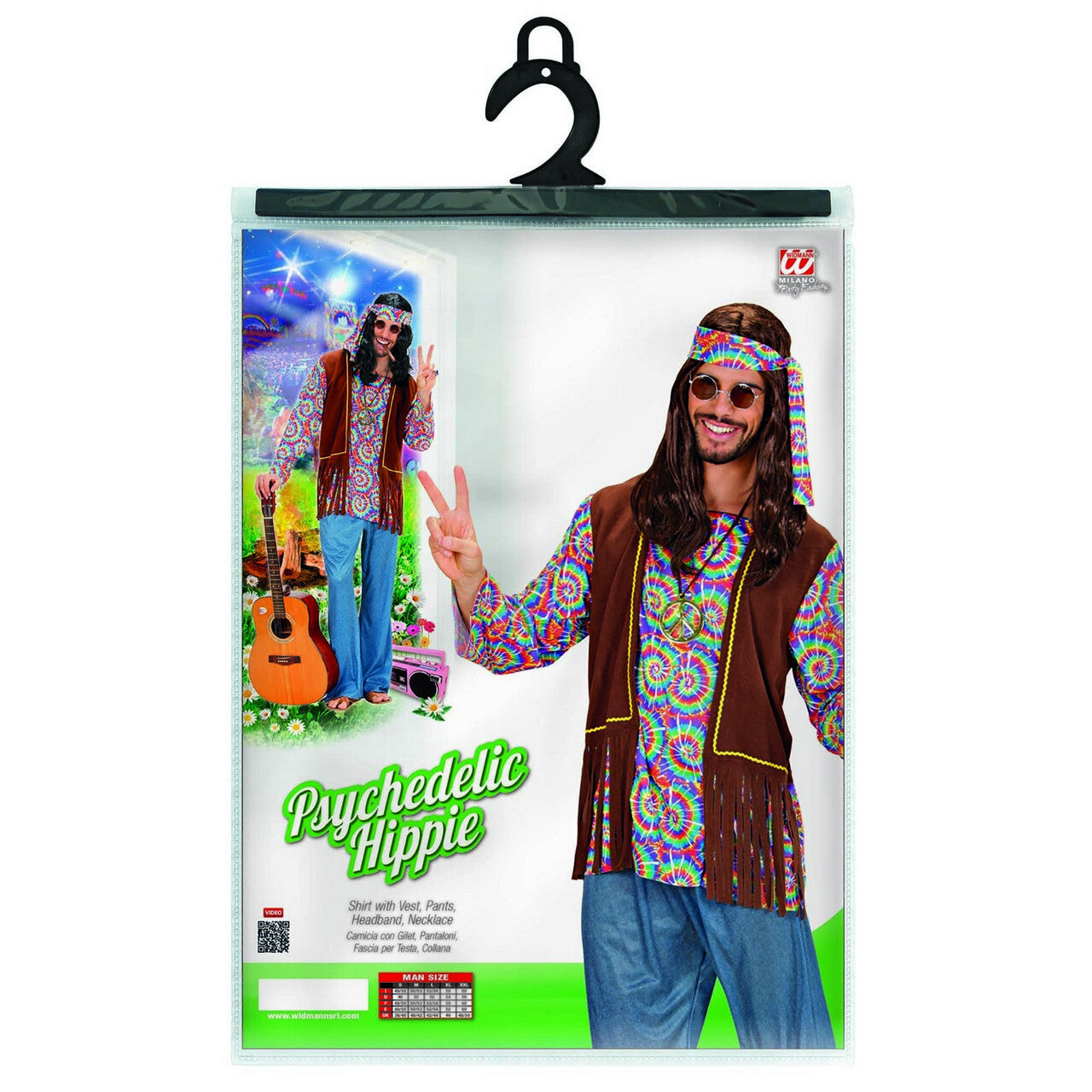 Op deze afbeelding zie je een Kostuums, van het merk Widmann. Hippie Man Psychedelisch Kostuum
