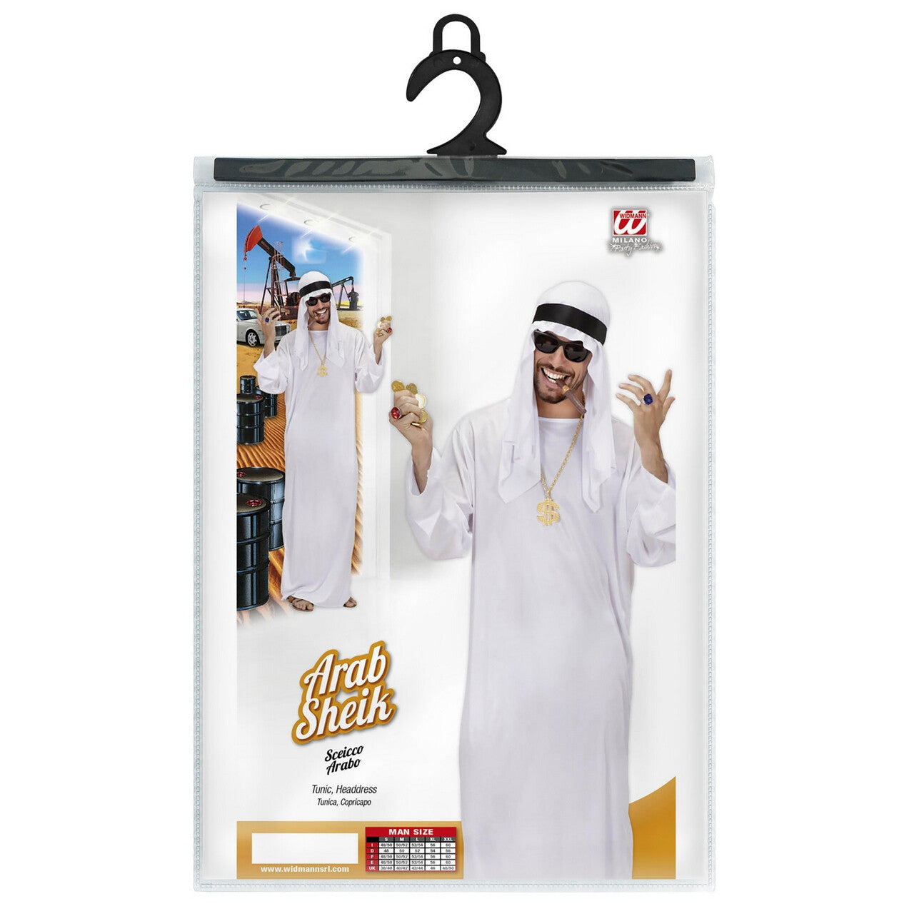 Op deze afbeelding zie je een Kostuums, van het merk Widmann. Arabische Sjeik Man Kostuum Wit