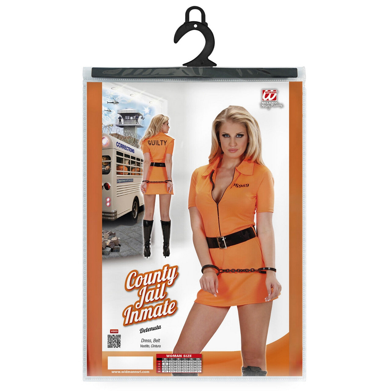Op deze afbeelding zie je een Kostuums, van het merk Widmann. Vrouwelijke Gevangene Guilty Sexy Inmate Kostuum