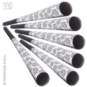 Op deze afbeelding zie je een Accessoires, van het merk Widmann. 6 Happy New Year Toeters 25 Centimeter Zilver