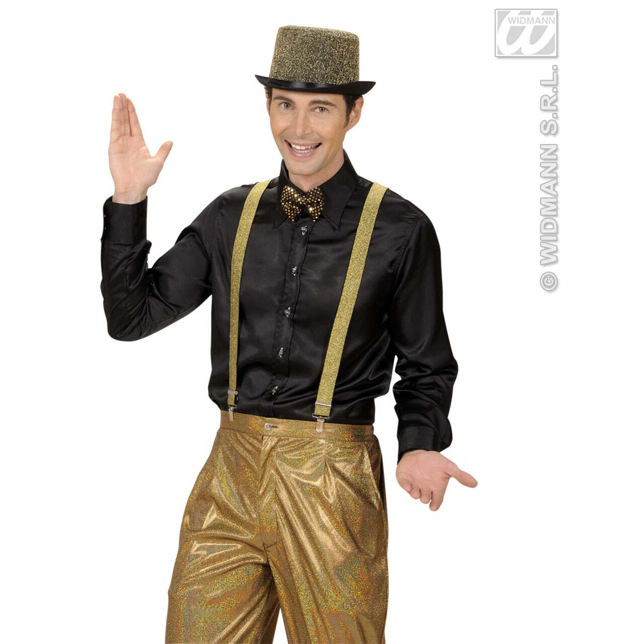 Op deze afbeelding zie je een Accessoires, van het merk Widmann. Bretel Lurex, Goud