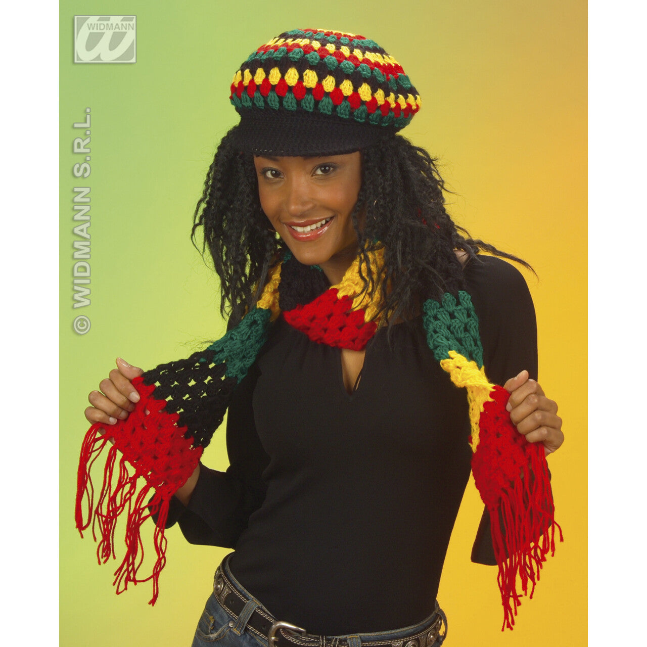 Op deze afbeelding zie je een Accessoires, van het merk Widmann. Sjaal Reggae / Rasta