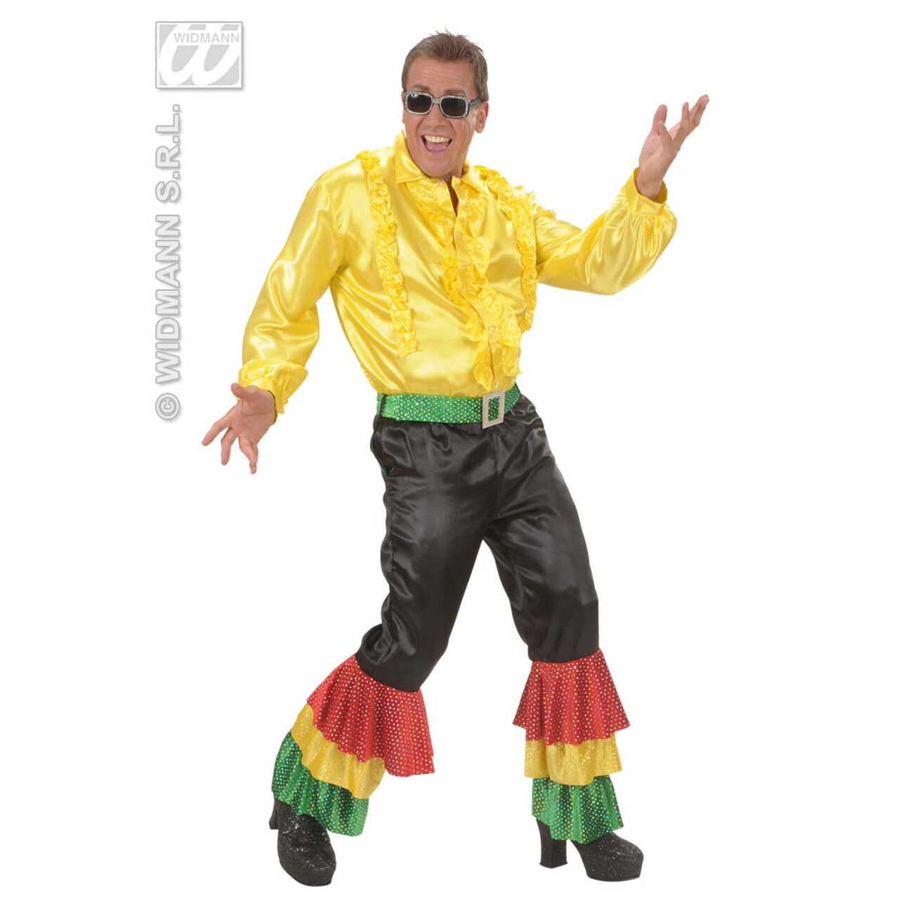 Op deze afbeelding zie je een Accessoires, van het merk Widmann. Zwarte Broek Met 3 Kleuren Pailletten Man