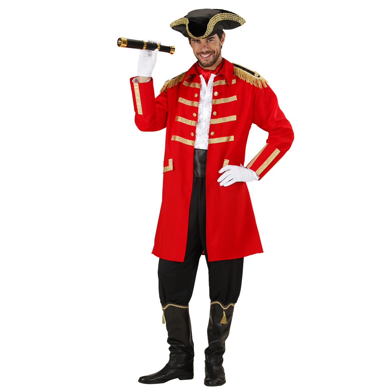 Op deze afbeelding zie je een Kostuums, van het merk Widmann. Rode Piraat / Kapitein Kielhaal Kostuum Man