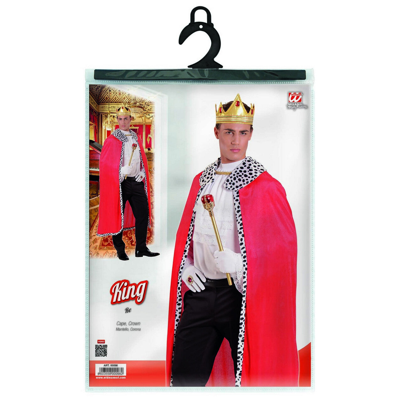 Op deze afbeelding zie je een Kostuums, van het merk Widmann. Monsieur Royal Koningsmantel Met Kroon