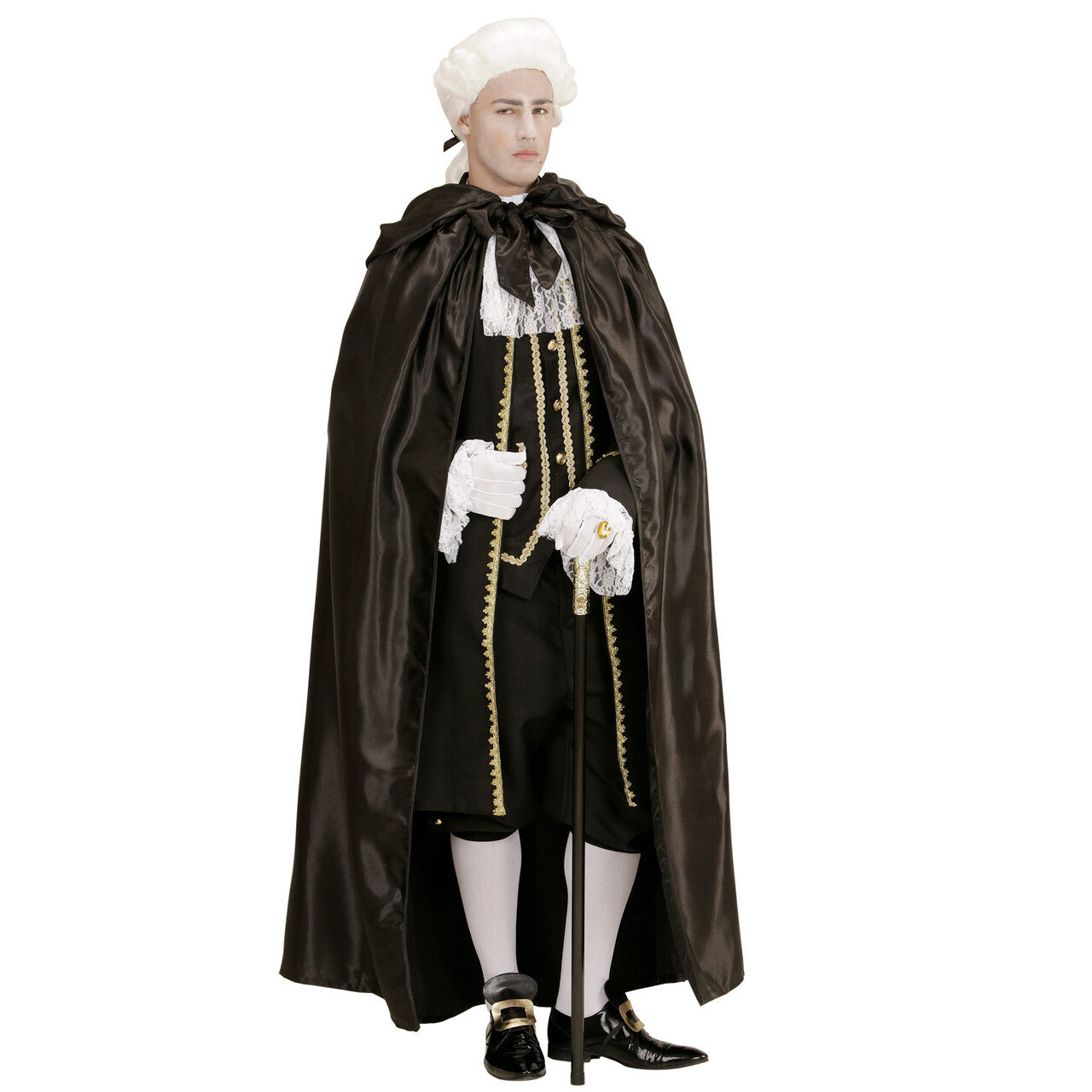 Op deze afbeelding zie je een Accessoires, van het merk Widmann. Take Me Satijnen Cape Met Kap 152 Centimeter