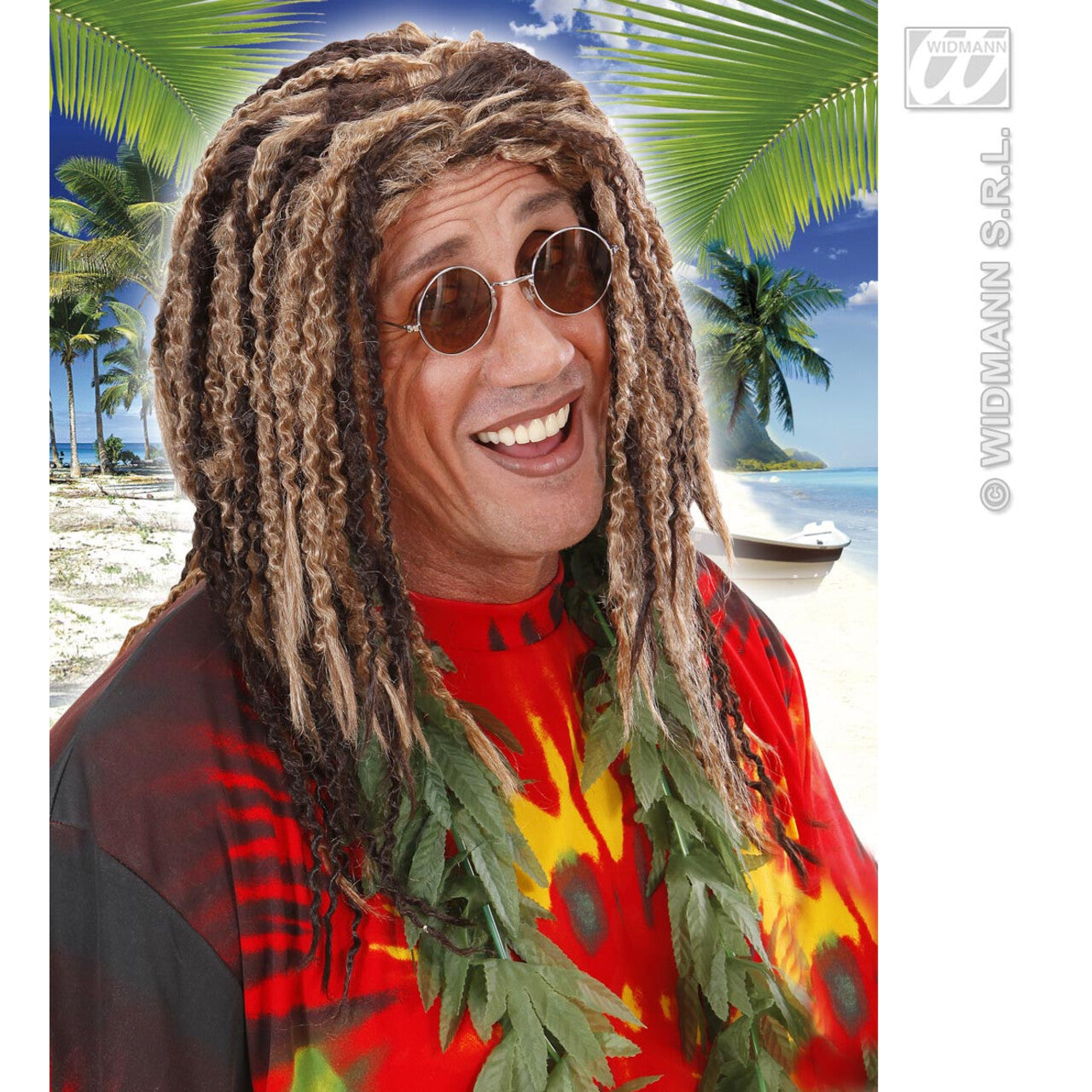 Op deze afbeelding zie je een Accessoires, van het merk Widmann. Pruik, Rasta Blond / Bruin