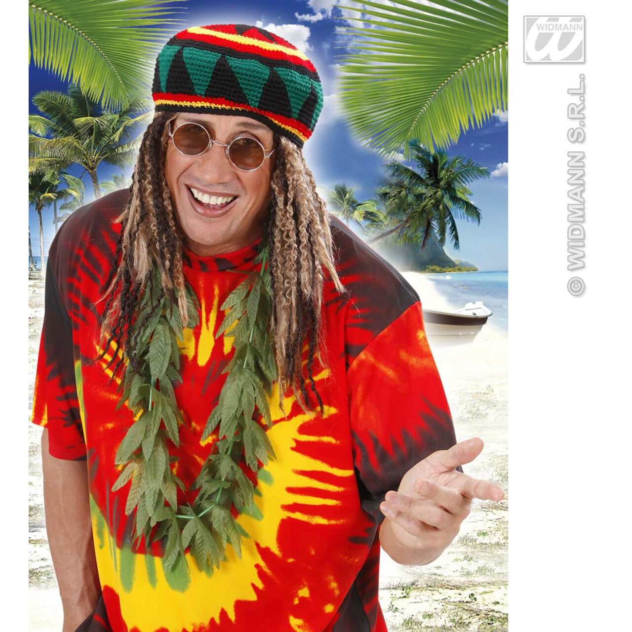Op deze afbeelding zie je een Accessoires, van het merk Widmann. Pruik, Rasta Blond / Bruin