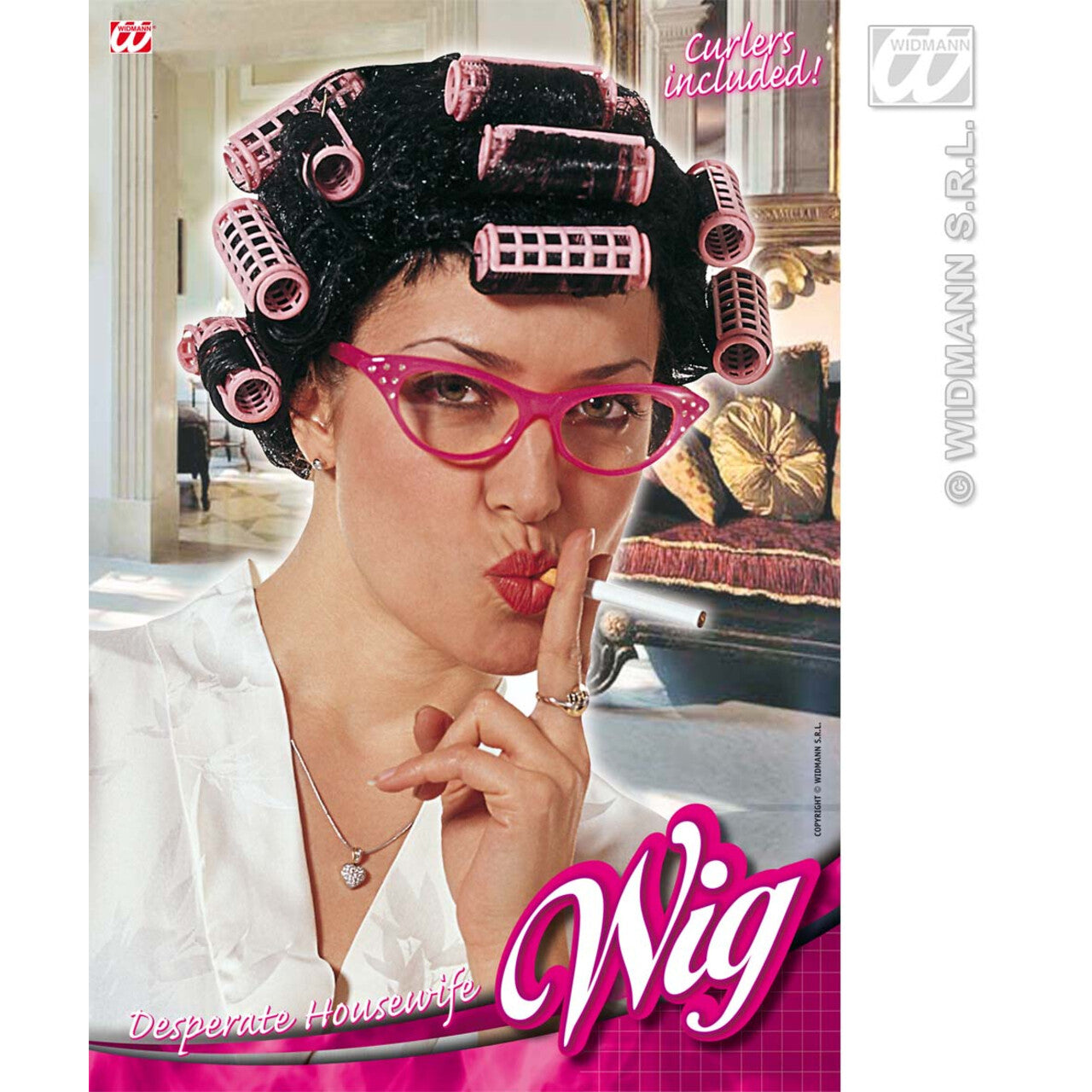 Op deze afbeelding zie je een Accessoires, van het merk Widmann. Pruik, Vanity Met Krulspelden