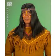 Op deze afbeelding zie je een Accessoires, van het merk Widmann. Pruik, Indiaan Met Hoofdband