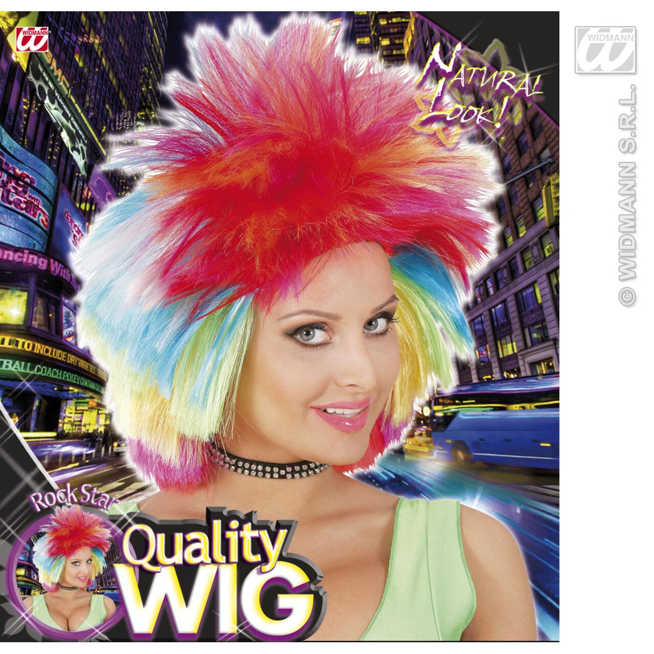 Op deze afbeelding zie je een Accessoires, van het merk Widmann. Pruik, Punk Multi Kleuren